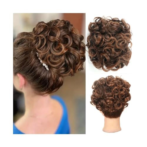 Haarteil Haargummi Unordentlicher großer Haarknoten, lockiger Chignon mit Kamm, Clips im Haar, Schwanzabdeckung, Pferdeschwanzverlängerung, synthetische natürliche Haarteile Haarverlängerung(4AT30)