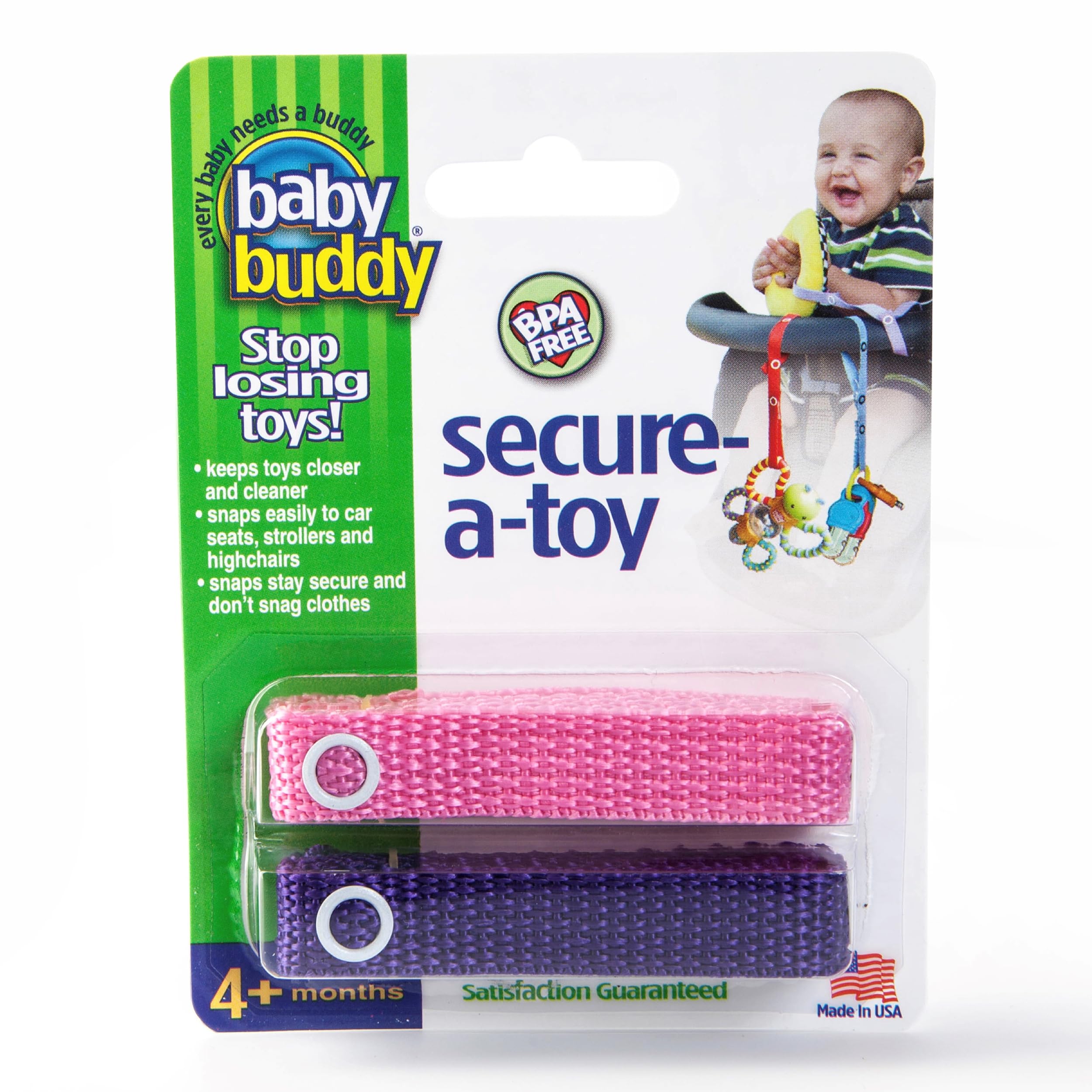 Baby Buddy Secure-A-Toy Befestigungsgurt für Babyspielzeug, 2er-Pack