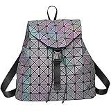 MARBER Frauen Rucksack Luminous Geometric Nightglowing Mode Bunte Rhombische Daypack Rucksack Taschen für Frauen Mädchen Campus Outdoor Reise