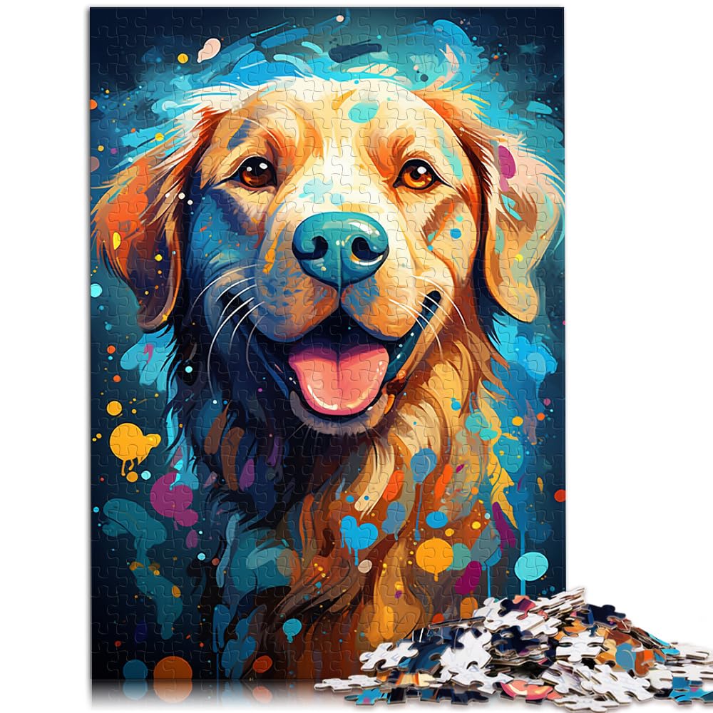 Puzzles für Puzzles, farbenfrohe Psychedelie süßer Hunde, 1000 Puzzles für Erwachsene, Holzpuzzle als Geschenk für die ganze Familie, 1000 Teile (50 x 75 cm)