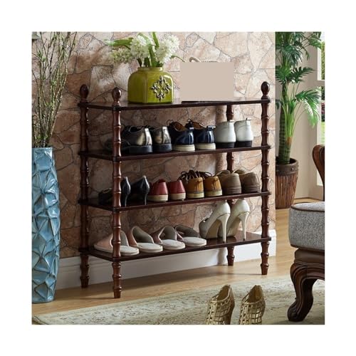 CNBYDK UWEREBFM Schuhregal, Schuhregal aus Holz im rustikalen Stil, mehrschichtige Schuhaufbewahrungsregale mit exquisitem Holzrahmen, für Eingangsbereich, Flur, Wohnzimmer, Sch