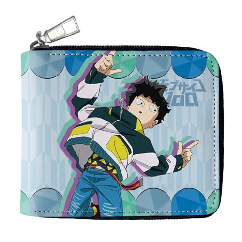 RYNDEX M-ob Psyc-ho 100 Geldtasche Anime, Spaß Süß Kawaii Kartenetui mit Münzfach, Kindergeldbörse für Ausweis Banknote Münze Foto(Color:Multicolor 8)