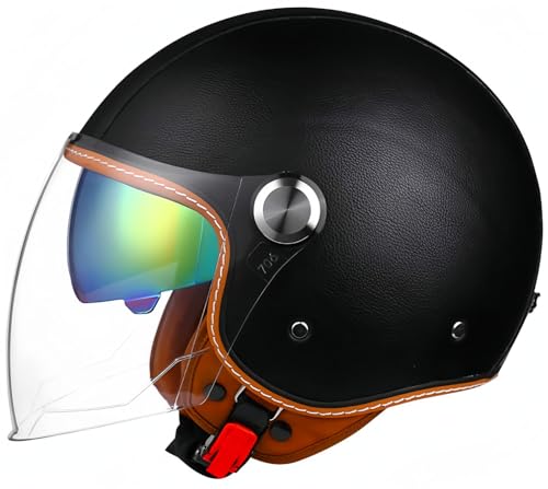 Retro-Open-Face-Halb-Jet-Helm, Roller-Helm Mit Open-Face-Visier, Klassischer Jet-Motorradhelm, Vintage-Motorrad-Schalenhelm Mit DOT/ECE-Zulassung Für Männer Und Frauen G,L 60-62CM