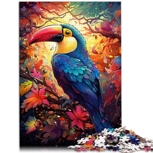 Puzzle für Puzzle, farbenfroher Psychedelischer Tukan, 1000 große Teile, Puzzle für Erwachsene, Holzpuzzle, Familienpuzzlespiel, Geburtstagsgeschenke, 1000 Teile (50 x 75 cm)