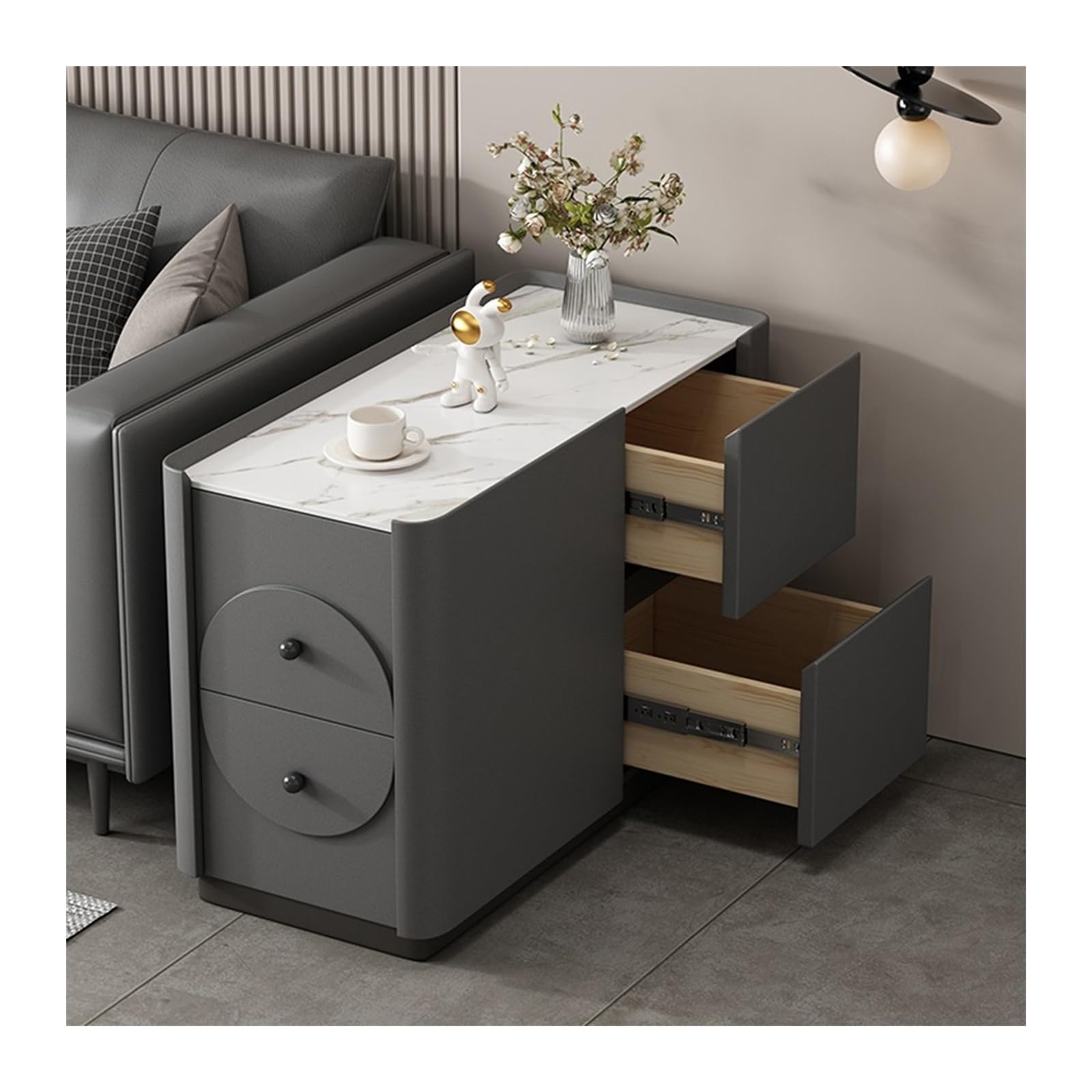 FUHAI-666 Massivholz Beistelltisch Sofa Sideboard Rock Slate Wohnzimmer Kreativer Ecktisch Einfacher Moderner Lagerschrank(80x35x55cm,A)