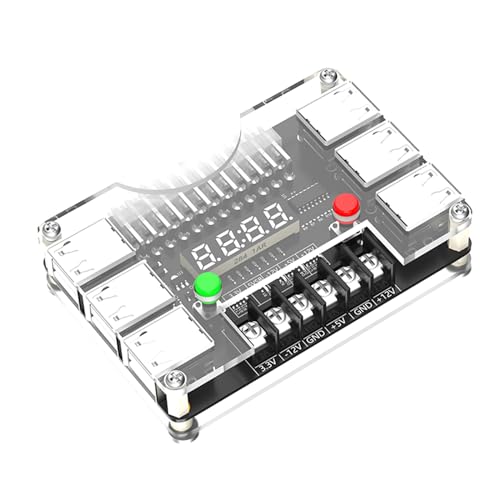 Netzteil-Breakout-Board und Acrylgehäuse-Set, einstellbare Spannungen, Drehknopf, unterstützt 3,3 V, 5 V, 12 V, -12 V, ATX24-poliges Netzteil