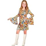 W WIDMANN MILANO Party Fashion - Kinderkostüm 70er Jahre Outfit, Kleid, Bubbles, Hippie, Dancing Queen, Schlagermove