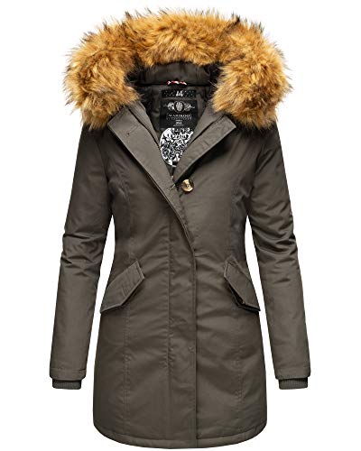 Marikoo Premium Damen Winter Jacke Stepp Parka Mantel Winterjacke warm gefüttert Kunstpelz KARMAA Princess XS-XXL (S, Anthrazit)