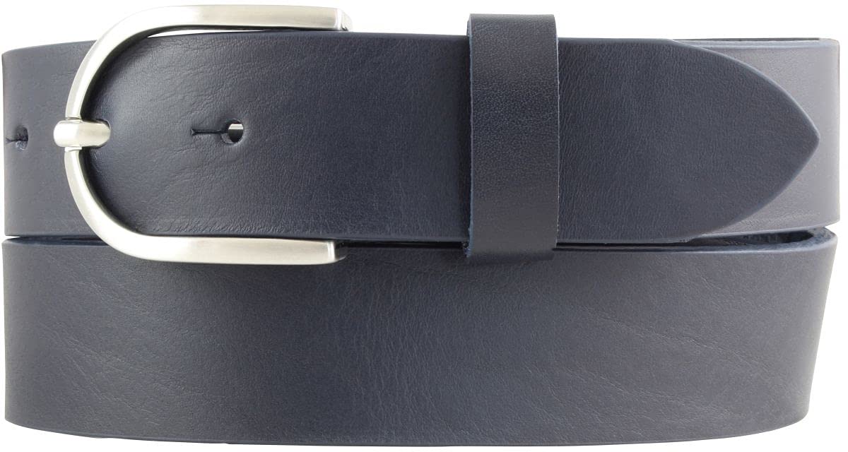 BELTINGER Damen-Gürtel aus Vollrindleder 3,5 cm | Jeans-Gürtel für Damen 35mm | Chino-Gürtel mit runder Gürtelschließe | Marine 80cm