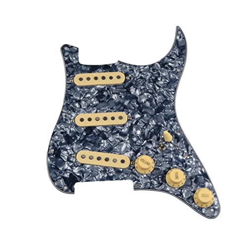 Geladenes Gitarren-Pickguard Geladene Pickguard-Pickups Gitarre-Alnico 5-Pickups SSS. Single Coils Pickups/Gelbe Pickupabdeckungen Set (Color : 14)