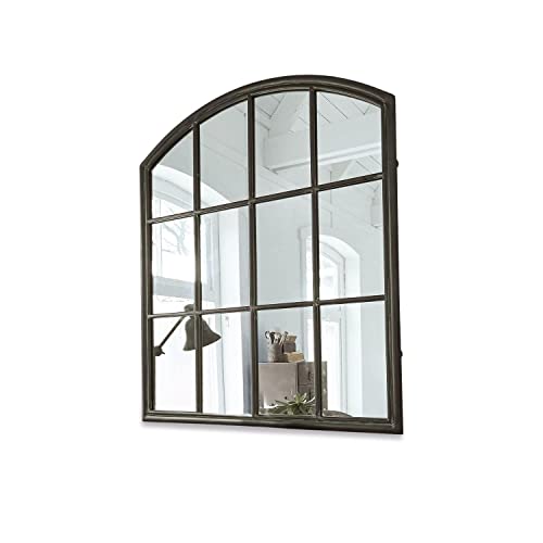 Loberon® Spiegel Chloe | Spiegel Groß mit Kassettenfenster Design | Wandspiegel Aus Glas & Eisen | Mit Antik-Finish | 100,5 x 89 cm | Schwarz, schwarz