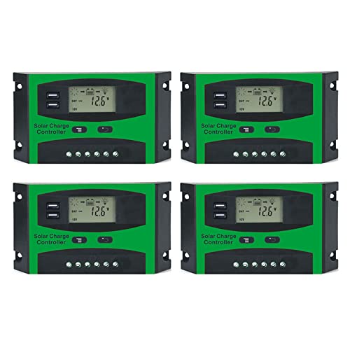 Uikdjgu 4X 30A 12V 24V Solarregler LCD Funktion Dual USB 5VDC Ausgang Solarzellen Panel Batterieladeregler