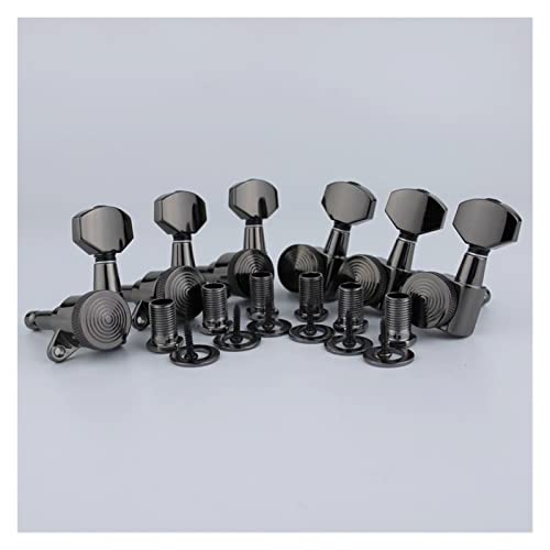 Gitarren Stimmwirbel Gitarre-Verriegelungs-Tuner-Gitarren-Maschinen-Kopfschloss Schwarze Nickel-Tuning-Pegs (Color : 6L)