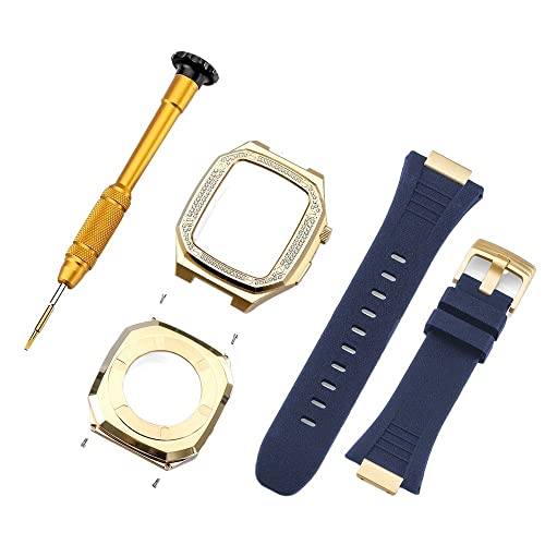 KANUZ Luxus-Modifikationsset für Apple Watch Band Serie 8, 7, 45 mm, 6, 5, 4, SE, 44 mm, Mod-Set, Metall, Stahl, für iWatch-Lünettengehäuse (Farbe: I, Größe: 41 mm)