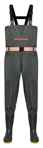 ZYREHAW Wathosen Matschhose, Wathose Anglerhose Mit Stiefel, Angelbekleidung Herren Wasserdicht, Solider Sohle, watstiefel Herren, angelhose Herren Für Angeln, Jagen, Bootfahren C,43