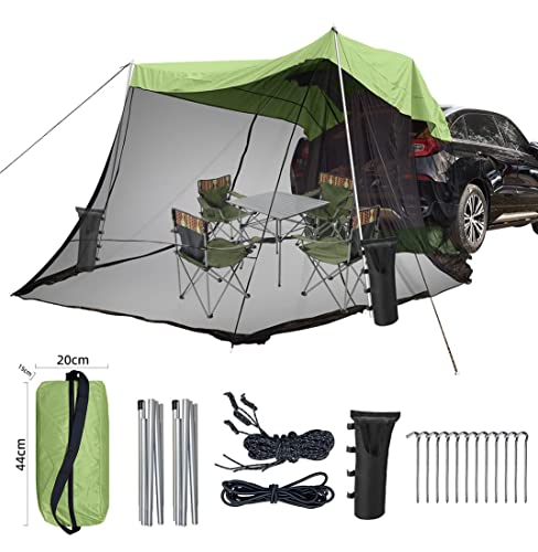 Auto Vorzelt Camping, Wasserdichtes Heckklappen-Schatten-Markisenzelt for Auto-SUV-Reise-Camping mit Bildschirmraum(Green)