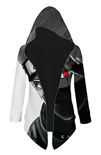 QYIFIRST Herren Damen Anime Kapuzenjacke Hoodie Kapuzenpullover Langarm Mantel Hokage Hatake Kakashi Rokudaime Hokage Sixth Fire Shadow Umhang Pullover Sweatshirt Windjacke Schwarz M (Chest 106cm)