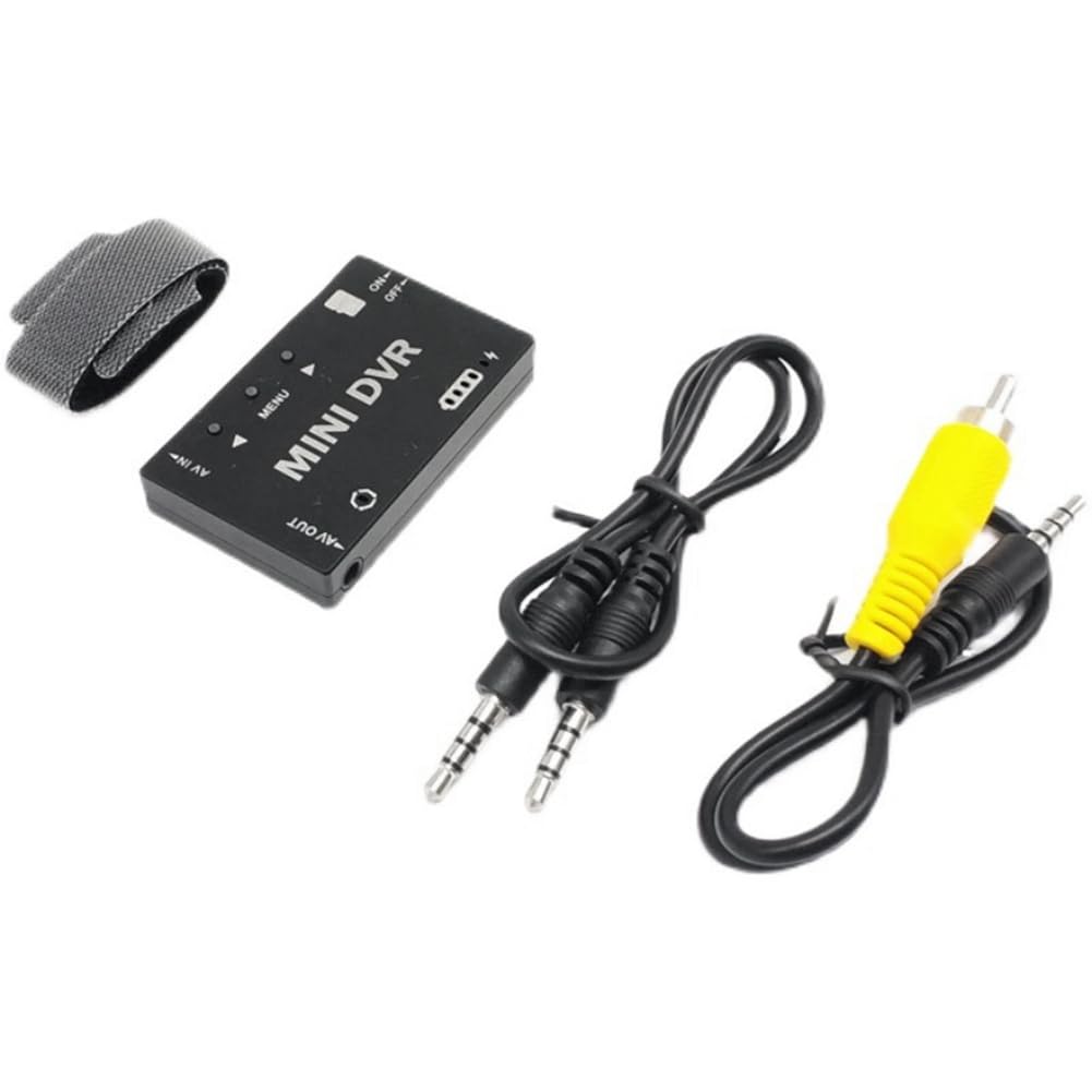 Lmzzdld Mini-FPV-DVR-Video-Audiorecorder NTSC/PAL Eingebauter 3,7-V-400-MAh- für FPV-RC-Multikopter VR-Brillenmonitor Schwarz