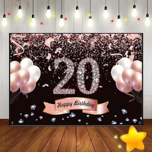 Alles Gute zum 20. Geburtstag Fotografie Goldene Spielmaschine Rot Geschlecht Enthüllen Party Banner Foto Ballon Dekoration 210X150cm