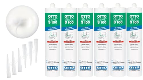 OTTOSEAL S 100 Premium-Sanitär-1K-Silicon Dichtstoff matt 6 Kartuschen auf Acetat Basis Otto Chemie (6x matt weiß C8687)