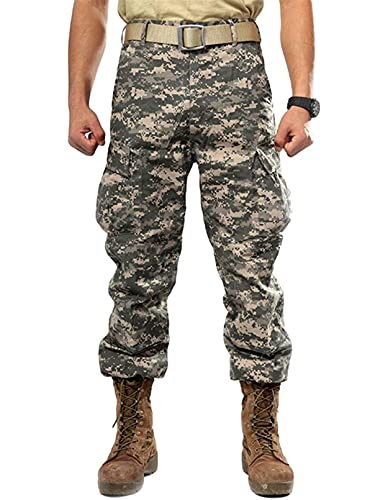 Idopy Herren Military Tactical Casual Camouflage Multi Pocket BDU Cargo Pants Hose, camouflage, 34-37