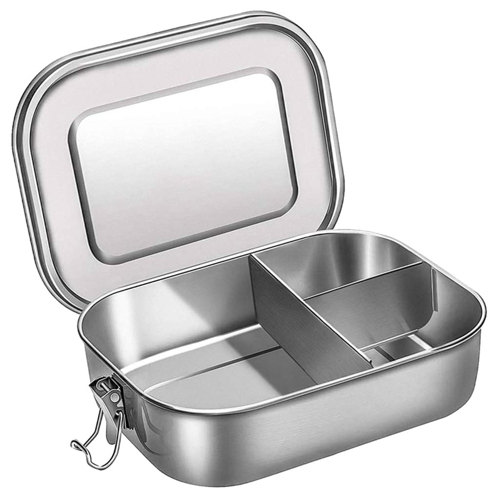 304 Edelstahl-Lunchbox, 3 Fächer, Metall-Lunchbehälter für Kinder und Erwachsene, 1,4 l, spülmaschinenfest