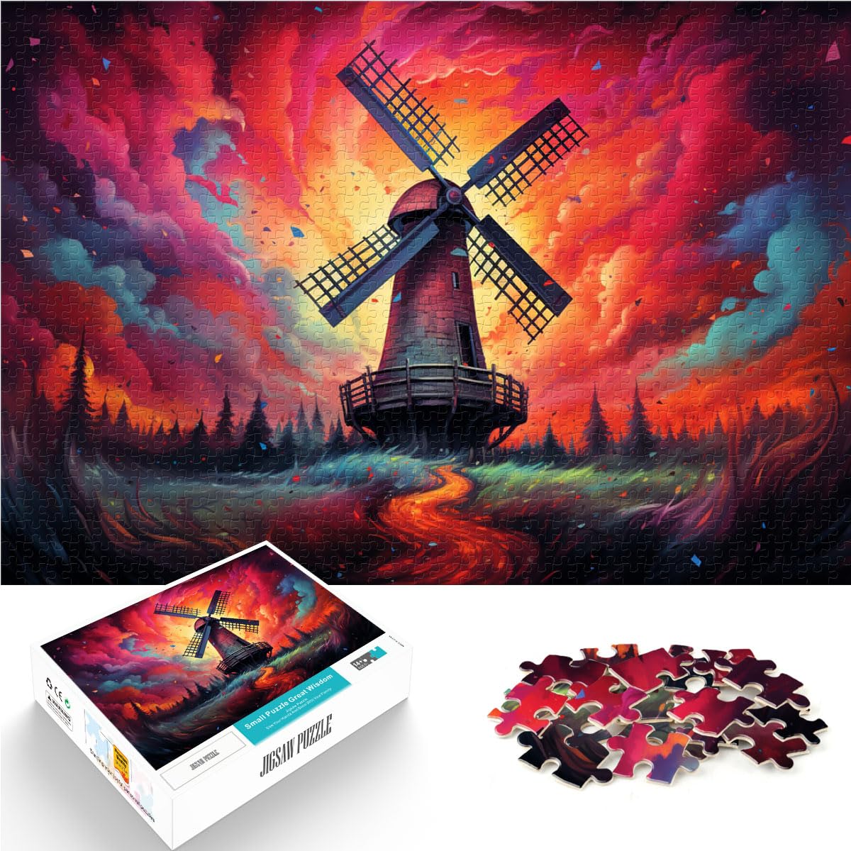 Puzzle für Holländische Windmühle, 1000-teiliges Puzzle, Lernspiele, jedes Teil ist einzigartig – anspruchsvolles, unterhaltsames Spiel für die ganze Familie, 1000 Teile (50 x 75 cm)