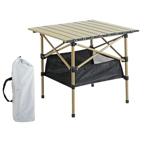 Xasbseulk Faltbarer Campingtisch Tragbar - Outdoor Rolltisch mit Netz-Aufbewahrungstasche - Tragbarer Picknick-Campingtisch für Garten, Indoor, Outdoor, Angeln, BBQ