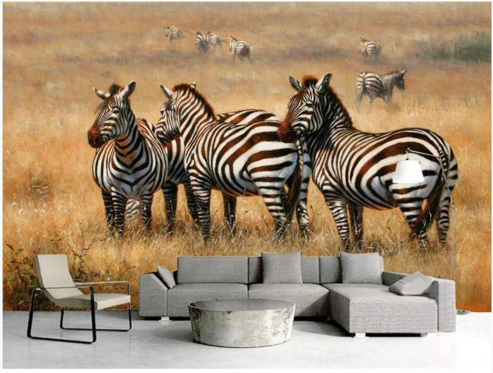 Zebras Grasland 3D Tapete Poster Restaurant Schlafzimmer Wohnzimmer Sofa TV Dekorative Wand-430cm×300cm