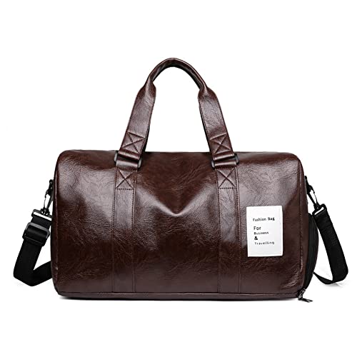 Leathario Weekender Reisetasche PU Leder Handgepäck Sporttasche Retro Damen/Herren