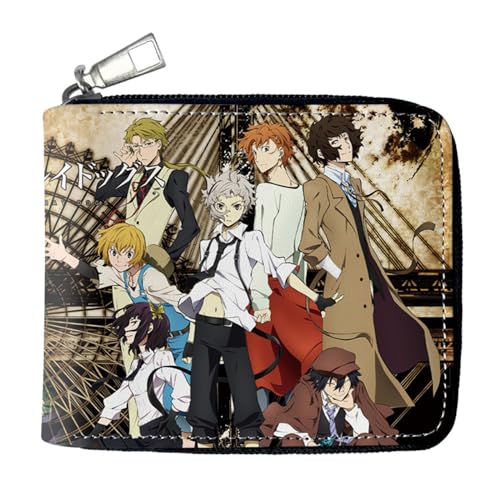 RYNDEX Bun-go STR-ay Dogs Geldtasche Anime, Spaß Süß Kawaii Kartenetui mit Münzfach, Kindergeldbörse für Ausweis Banknote Münze Foto(Color:Multicolor 7)