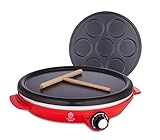 Masterchef Junior Elektrische Crêpes, Easy Party, 2 austauschbare Platten für Crêpes und Mini-Crêpes, Leistung 1000 W, Antihaftbeschichtung, inkl. T-förmige Streurolle