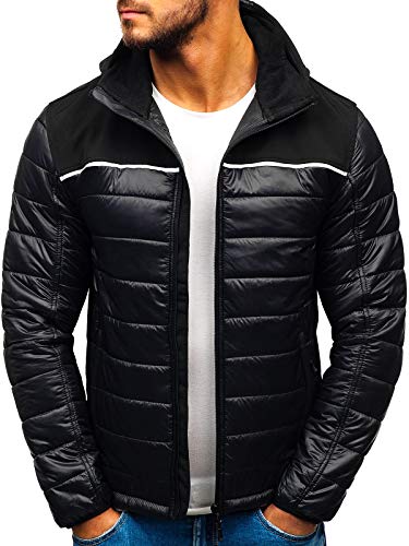 BOLF Herren Übergangsjacke Steppjacke Daunenjacke Sportjacke Freizeitjacke Reißverschluss Street Style FREESTEP K104 Schwarz M [4D4]