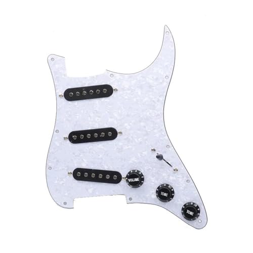 Schlagbrett Tonabnehmer für E Gitarre 2 SSS Prewired ST Schlagbrett 3 Single Coil Pickups Geladen E-Gitarre Schlagbrett Mit Schwarz Weiß Pickup(White pearl w black)