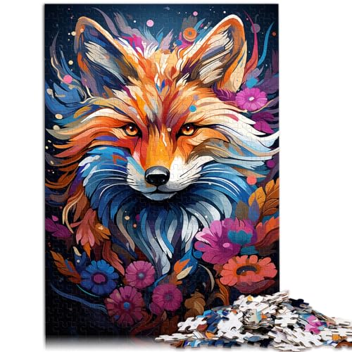 Puzzle für farbenfrohes, psychedelisches Fuchstier für Erwachsene, Puzzle 1000 Teile, Holzpuzzle, Lernspiele für Zuhause, DIY-Spielzeug, 1000 Teile (50 x 75 cm)