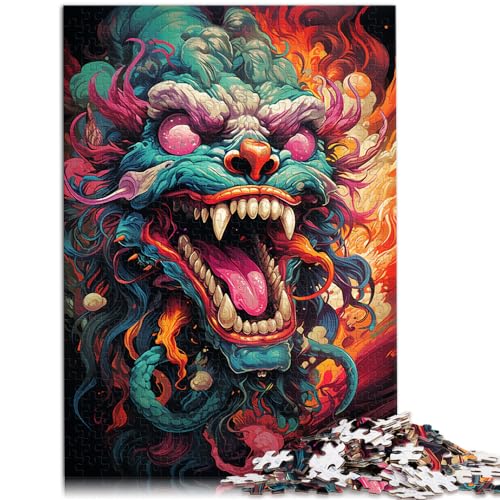 Puzzle zum Zeichnen eines bösen Monsters, 1000 große Teile Puzzle für Erwachsene, Holzpuzzle mit passendem Poster und Wissensblatt, 1000 Teile (50 x 75 cm)