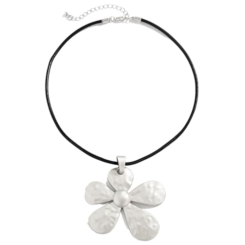 XIPIEIO Personalisierte Modehalskette für Damen, große Rose, Blumenanhänger, Halskette für Frauen, Gothic, Leder, Schlüsselbeinkette, Hochzeitsaccessoires, Schmuck, Temperament, Geschenk