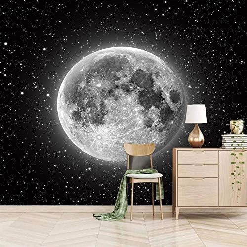 XLMING Grey Moon Kunst 3D Tapeten Home Esszimmer Sofa Schlafzimmer Wohnzimmer TV Hintergrund-200cm×140cm