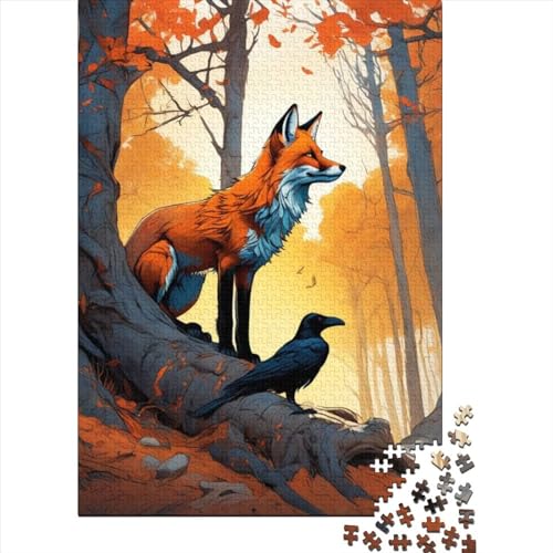 1000-teiliges Puzzle für Erwachsene, Tierfuchs, Puzzle für Erwachsene, Holzbrett-Puzzle, Lernspiele, Heimdekorations-Puzzle. Größe: 75 x 50 cm