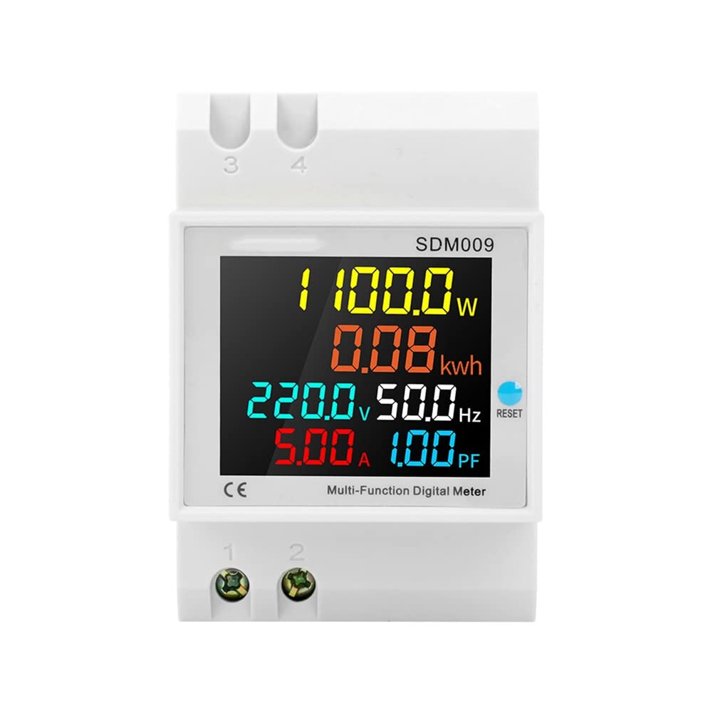 Sunmeit 1 SDM009 Schiene Digitalanzeige Spannung Strom Frequenz Leistungsfaktor Einphasige Elektro Multifunktions (A)
