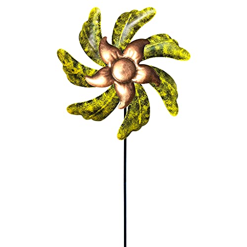 Grünes Blatt für Sonnenblume, drehbarer Windmühlenpfahl, Gartendekoration, Eisen