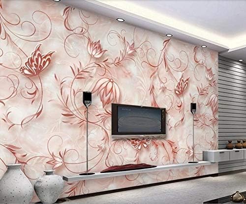 XLMING Rote Rose Schmetterling Bilder Küche Esszimmer Arbeitszimmer Wohnzimmer TV Hintergrund Wand 3D Tapete-400cm×280cm