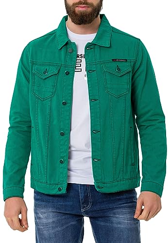 Cipo & Baxx Herren Jeans Jacke Übergangsjacke Baumwolle mit Taschen CJ289 Grün M