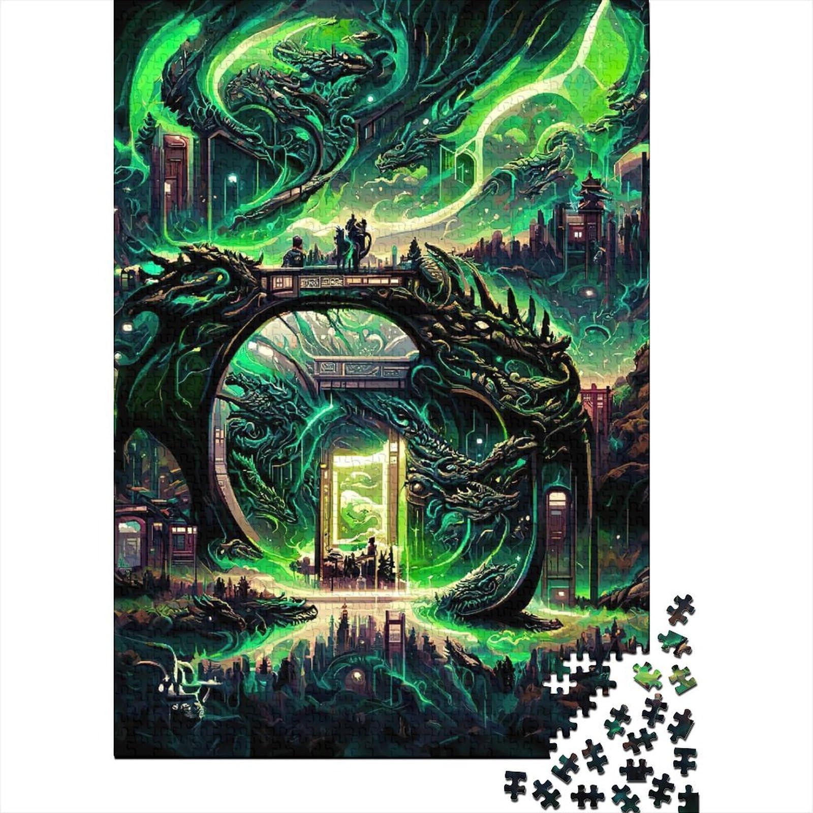 Das Draconic Arch Holzpuzzle für Erwachsene, Kunstpuzzle für Erwachsene, 500 Teile, eignet ganze Familie und die 20,47x14,96 Zoll