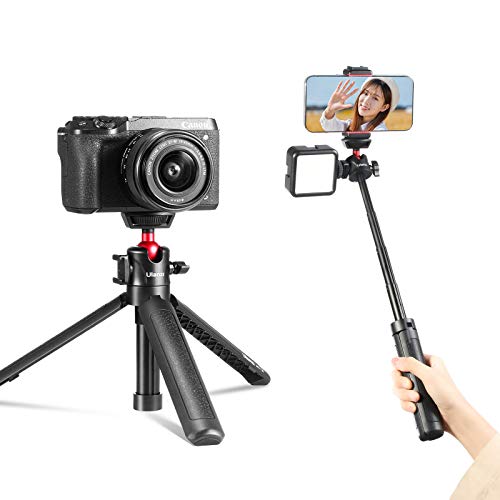 ULANZI MT-16 Stativ & Selfie Stick für Kamera und Smartphone - ausziehbares Tischstativ Halterung mit 1/4" Schraube und Cold Shoe Mount