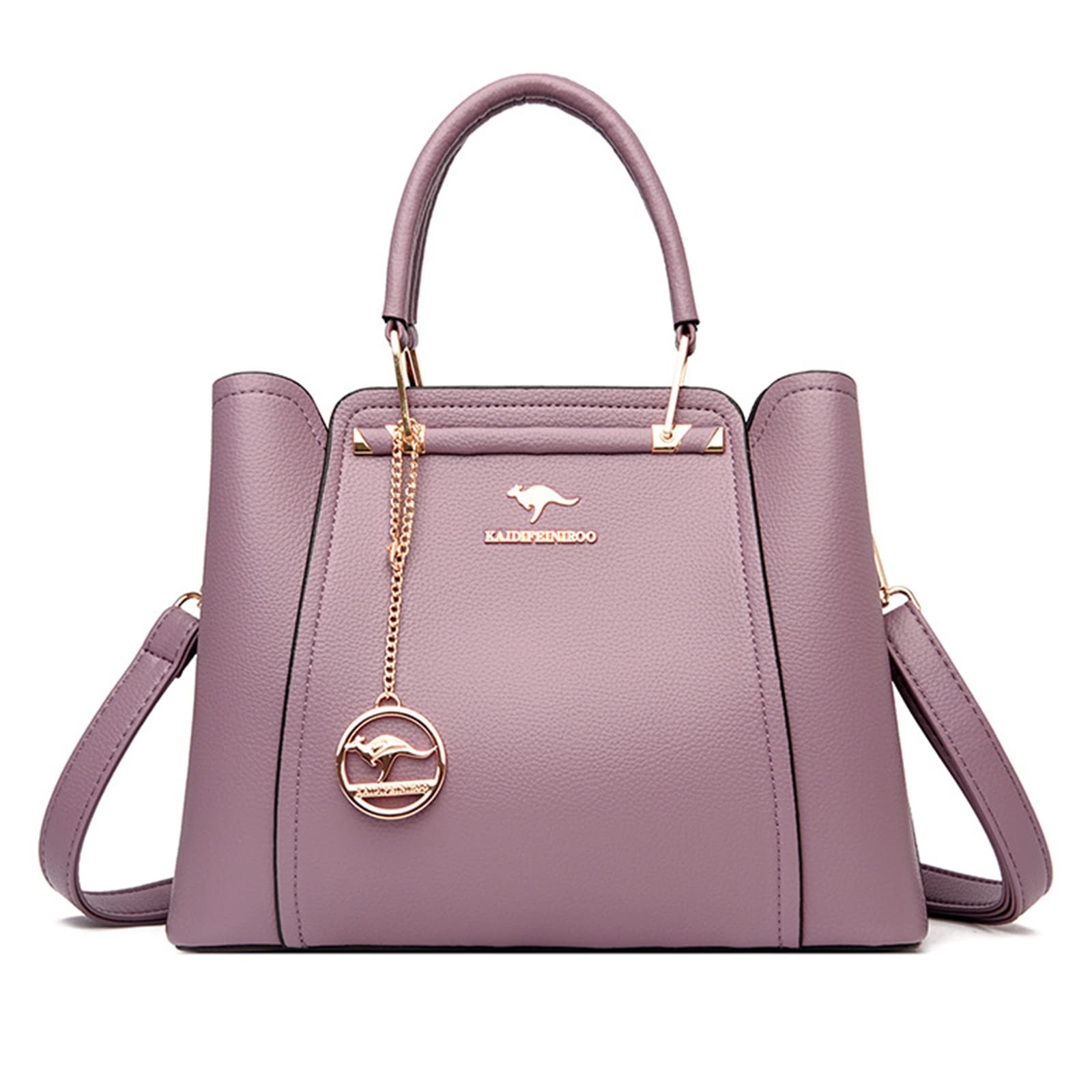 ohodhmnu Damen Tragetasche, Damen Crossbody Tasche Luxus 3 Schichten Schultertaschen PU Leder Handtaschen Große Kapazität Tasche Herbst Winter Dating Tasche, violett, Small