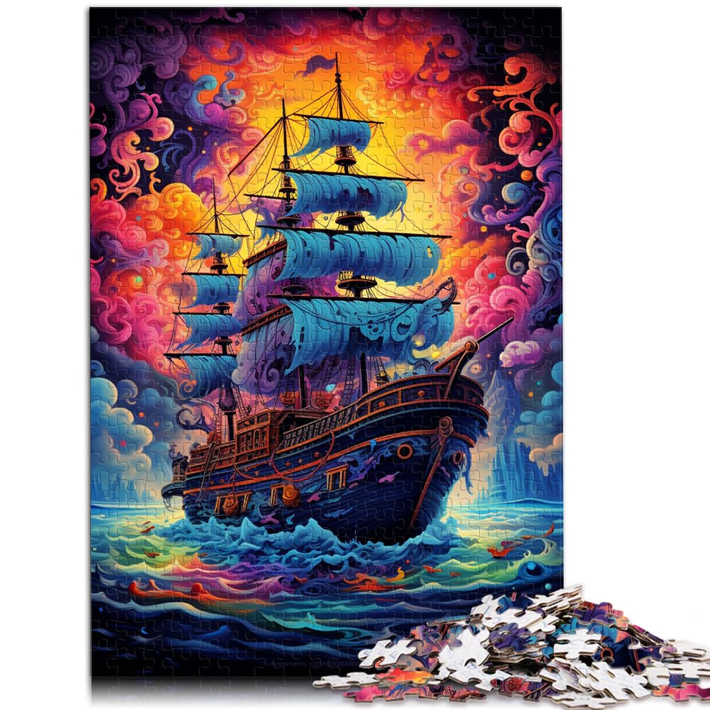 Puzzlespiel Buntes Piratenschiff für Erwachsene, 1000 Teile, Holzpuzzle, Spaß für Aktivitäten zu Hause, Geburtstagsgeschenk, Reisegeschenk, 1000 Teile (50 x 75 cm)