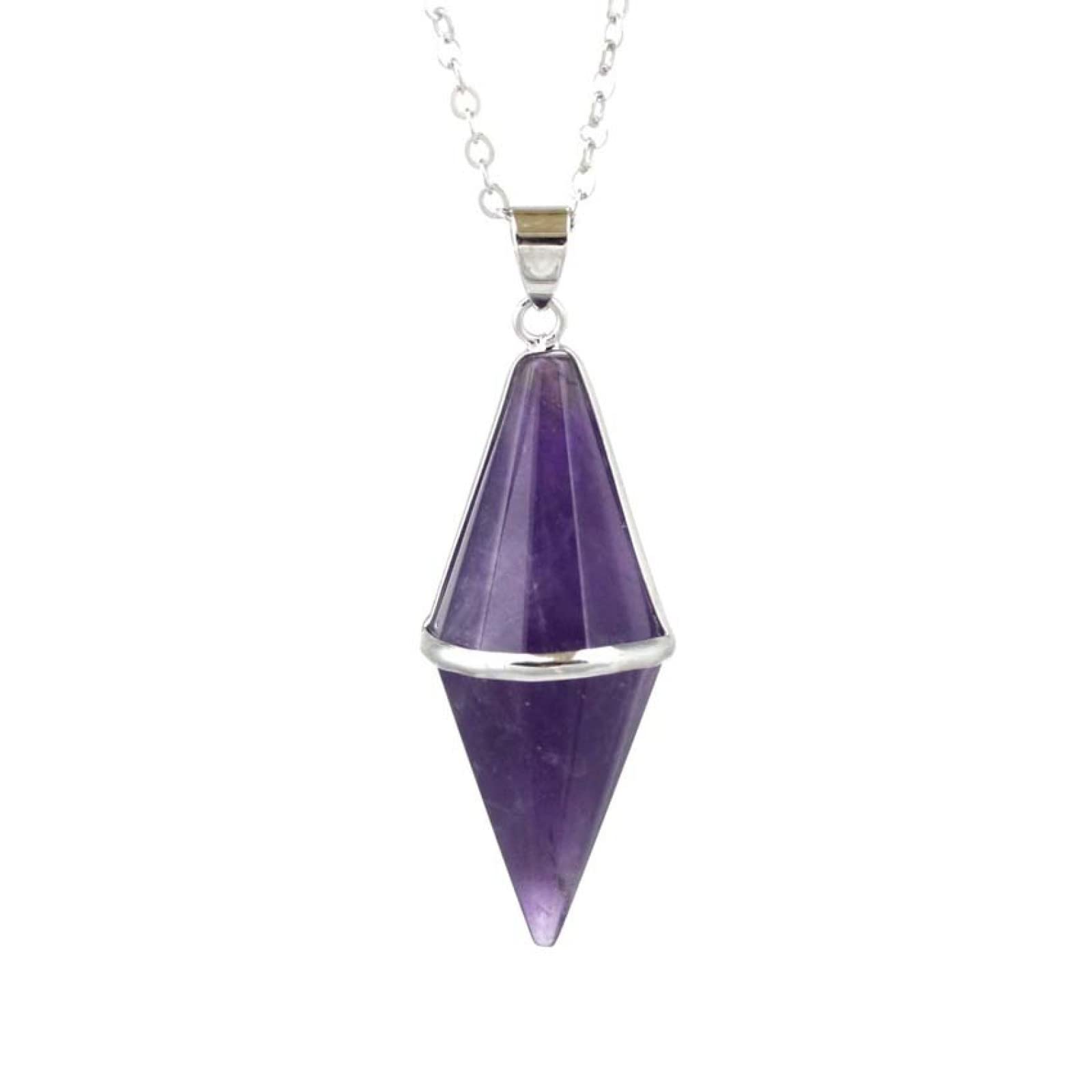 Facettenreiche Halskette mit natürlichem Kristallanhänger, Amethyst A