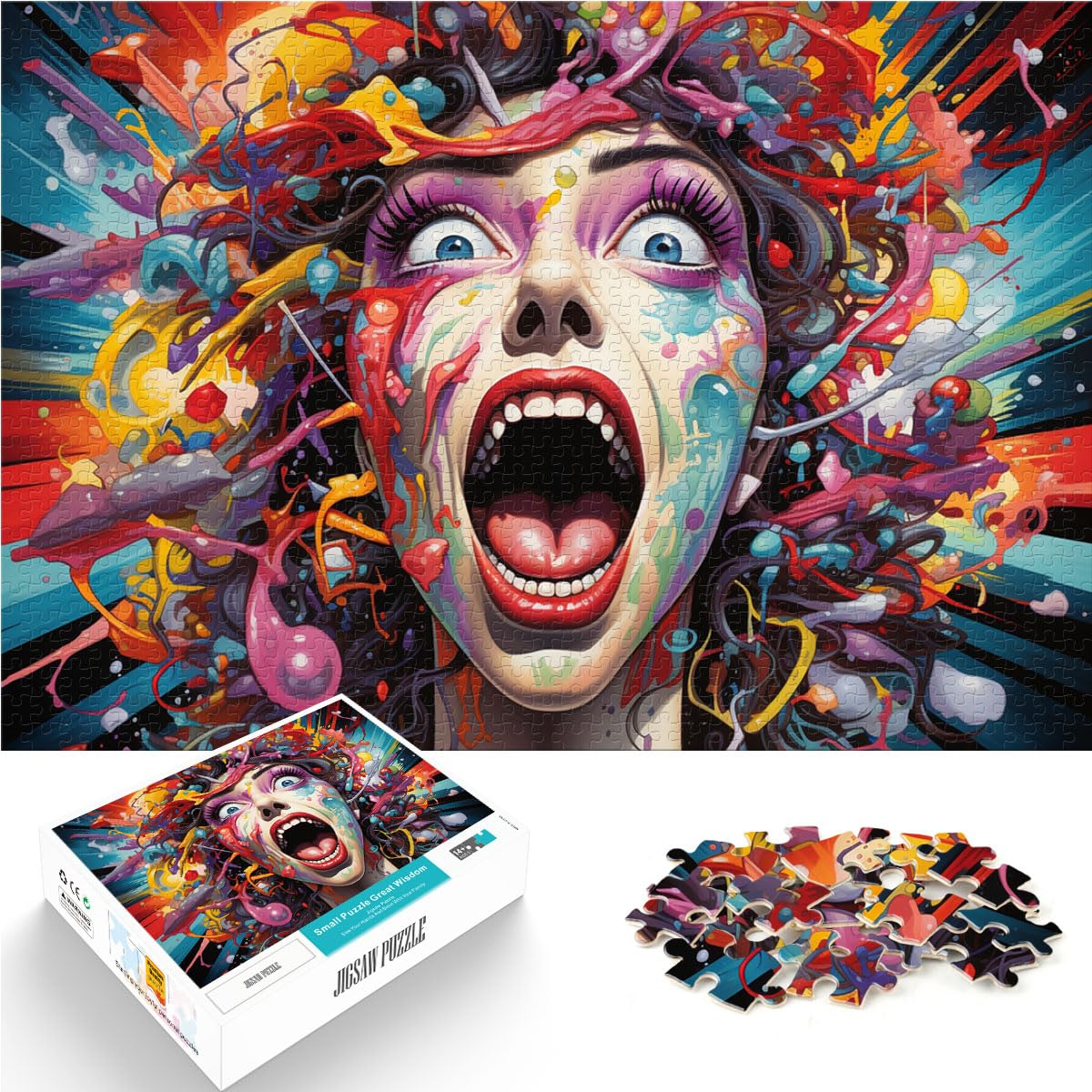 Puzzle-Geschenk, Bunte psychedelische Kunst, 1000 Puzzles für Erwachsene, 1000 Teile, Holzpuzzle, Familienaktivität, Puzzles, Lernspiele, 1000 Teile (50 x 75 cm)