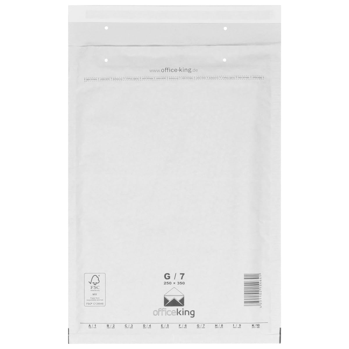 100 x Luftpolstertaschen weiss Gr. G/7 (250x350 mm) DIN A4+ C4 - Marken-Qualität von OfficeKing®